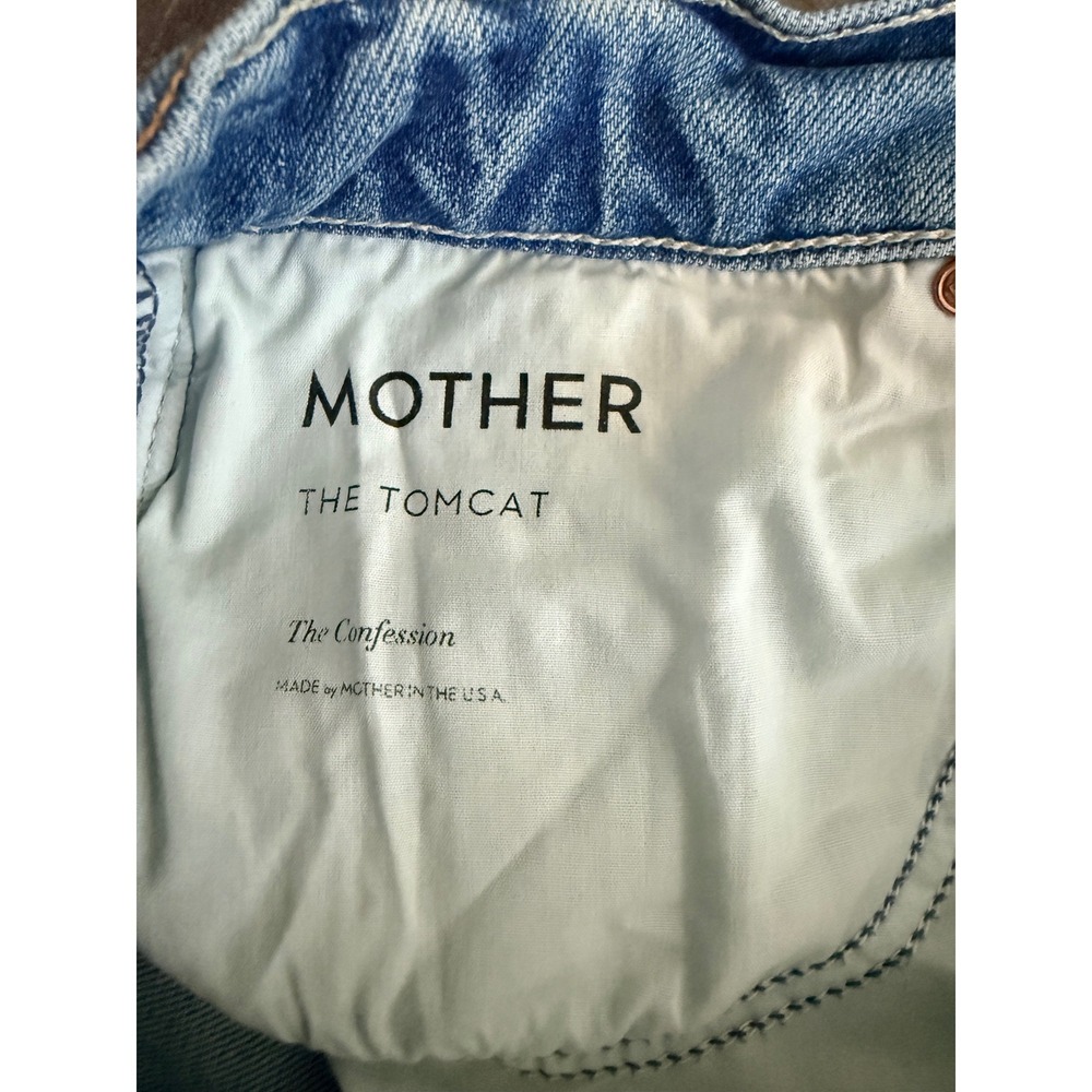 Mother Superior High Waisted Straight Leg Distressed Jeans Light Wash Size 26 - Picture 9 of 16